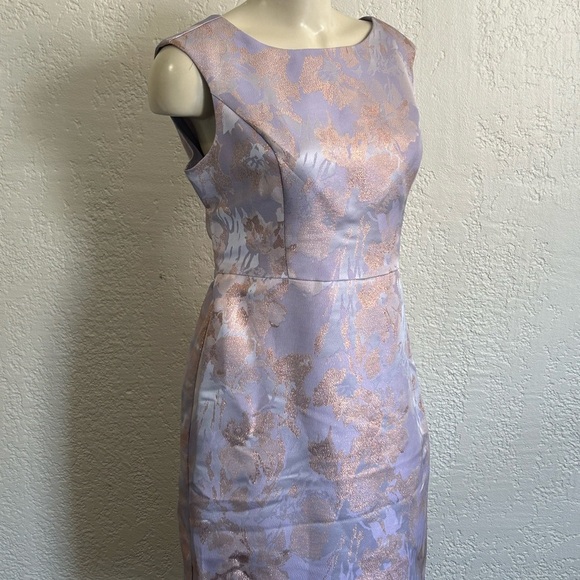 Adrianna Papell Pink and Gold Floral Midi Dress - Picture 5 of 16